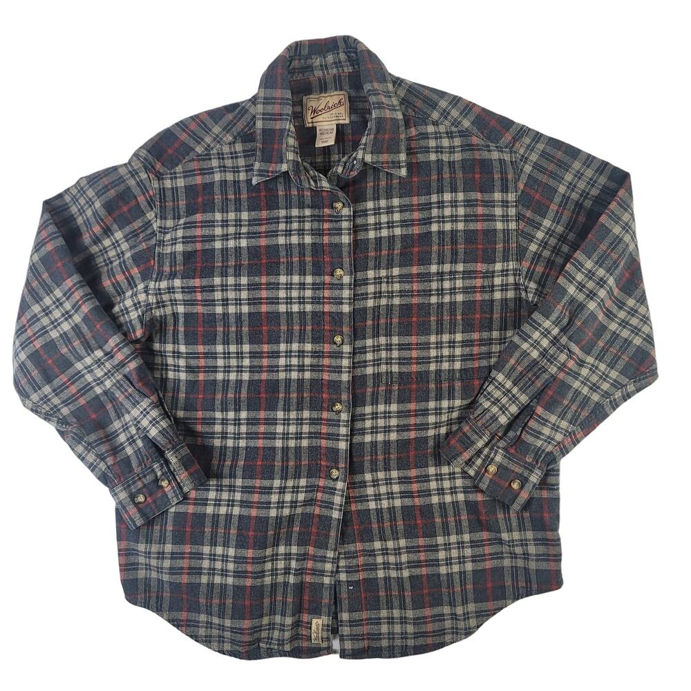 Woolrich Plaid Button Front 100% Cotton Women's Shirt SZ M